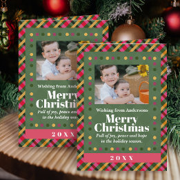Carte de Noël familiale avec motif écossais pour l