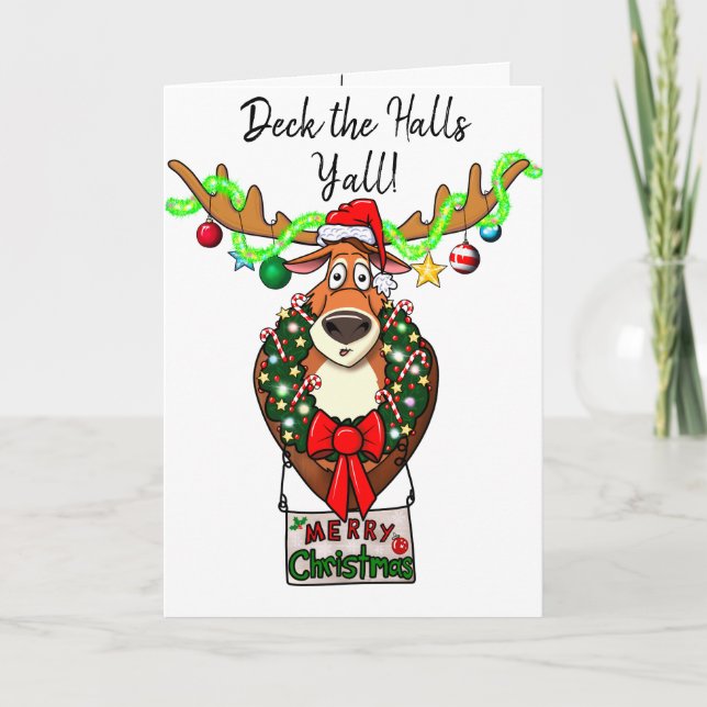 Carte de Noël familiale drôle 'Deck the Halls Y’al (Devant)