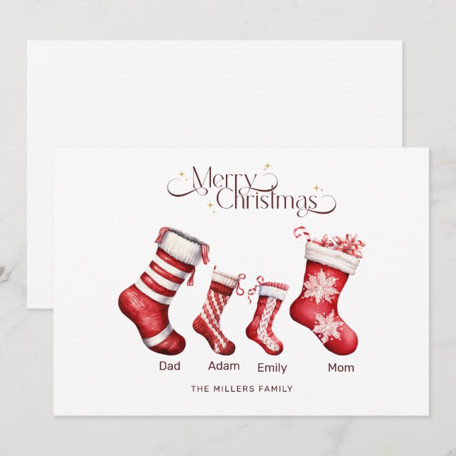 Carte de Noël familiale Joyeux Noël personnalisé (Devant / Derrière)