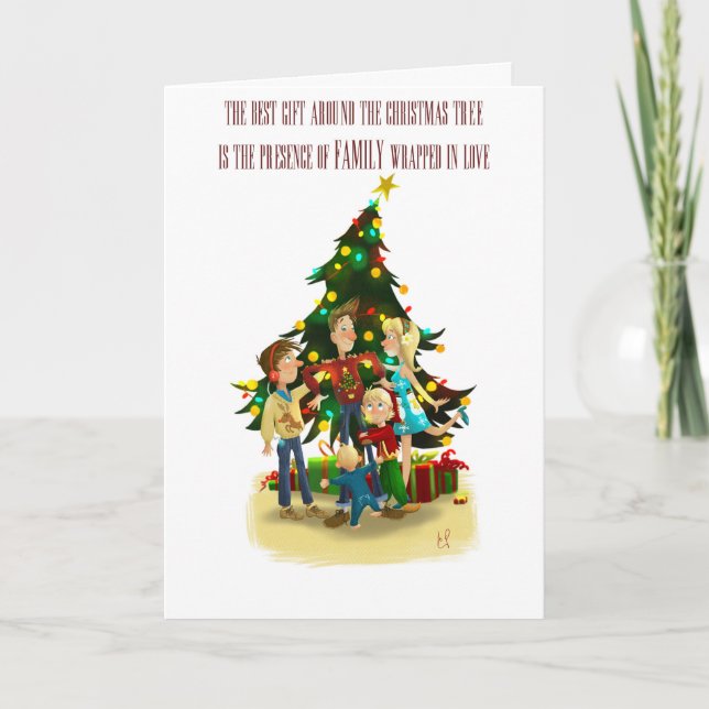 Carte de Noël - Famille à Noël (Devant)