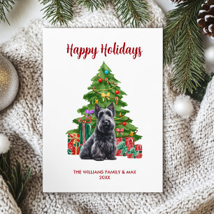 Carte de Noël Famille avec Terrier Écossais
