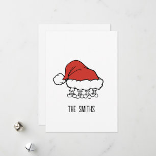 Carte de Noël Famille de quatre Santa Hat