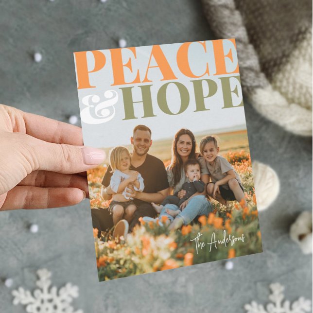 Carte de Noël famille de vacances Peace and Hope (Créateur téléchargé)