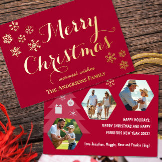 Carte de Noël Famille Joyeux Noël, Flocons de neig