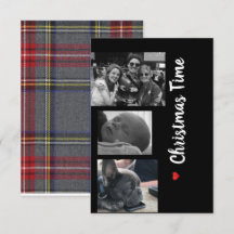 Carte de Noël famille noir et blanc