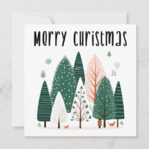 Carte de Noël Famille Pine d'hiver