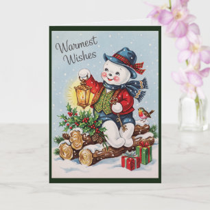Carte de Noël fantaisiste vintage de bonhomme de n