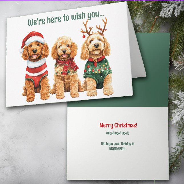 Carte de Noël Festif Aquarelle Cockapoo Chiens (Créateur téléchargé)