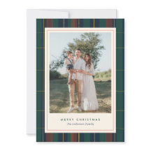 Carte de Noël festive à carreaux tartan
