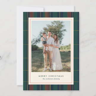 Carte de Noël festive à carreaux tartan