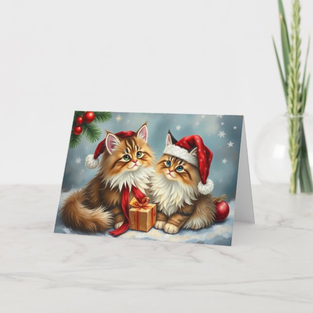 Carte de Noël Festive Cats (Devant)