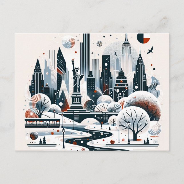Carte de Noël Festive New York City Lights (Devant)