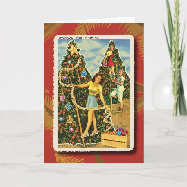 Carte de Noël Festive Orange Trees (Devant)