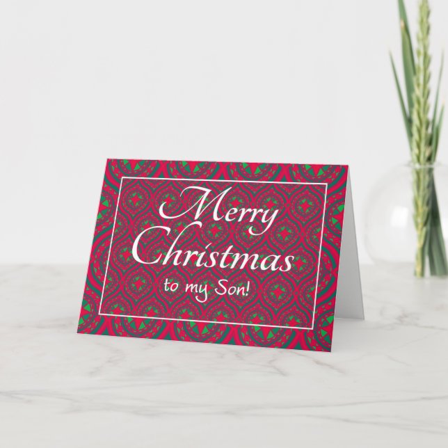 Carte de Noël Festive pour Son Rouge Vert (Devant)