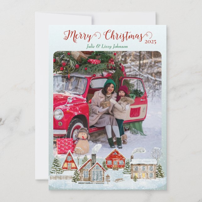 Carte de Noël Festive Village d'hiver (Devant)