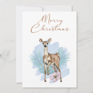 Carte de Noël Feuille de Cerf Pine d'Aquarelle Ble