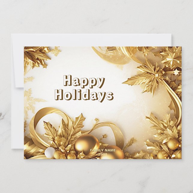 Carte de Noël Feuille d'or (Devant)
