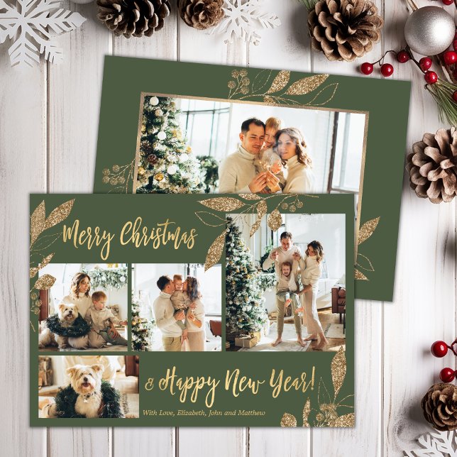 Carte de Noël Feuille photo Elegant Budget (Créateur téléchargé)