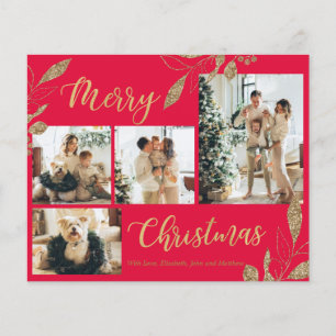 Carte de Noël Feuille photo Elegant Budget