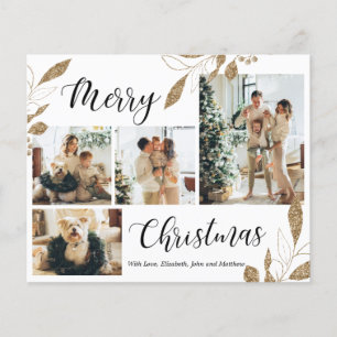 Carte de Noël Feuille photo Elegant Budget
