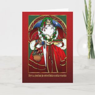 Carte de Noël finlandaise - joulua du père noël -