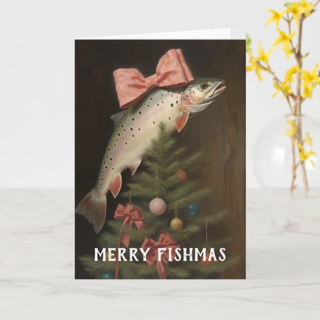 Carte de Noël Fishmas Tree (Fleur jaune)