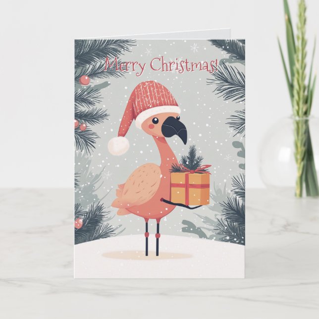 Carte de Noël Flamant rose (Devant)