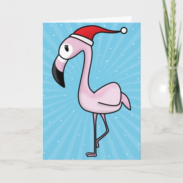 Carte de Noël Flamant rose Kawaii (Devant)