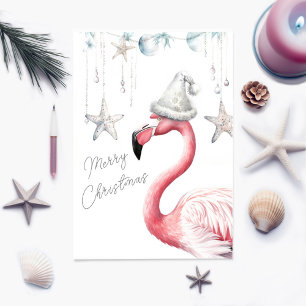 Carte de Noël Flamant rose personnalisable