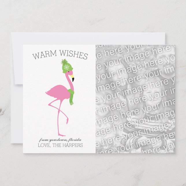 Carte de Noël Flamant rose rose (Devant)