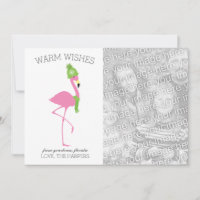 Carte de Noël Flamant rose rose