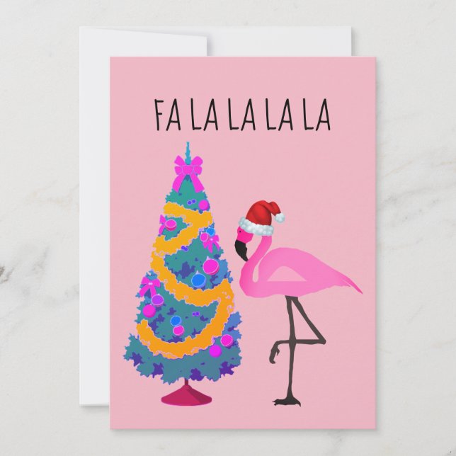 Carte de Noël Flamant rose Santa Hat (Devant)