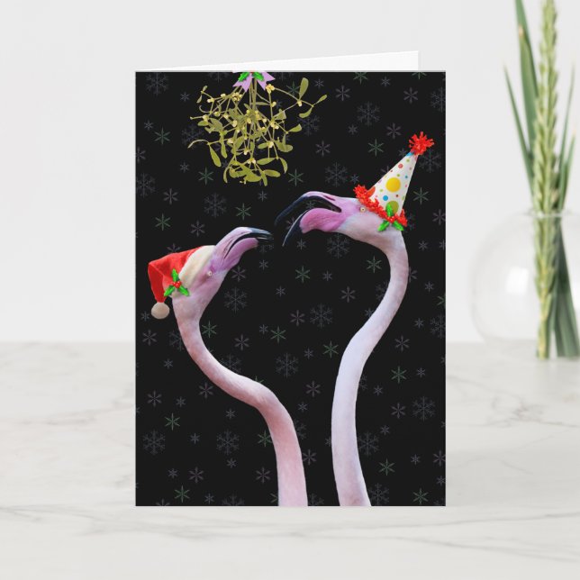 Carte de Noël Flamants roses festifs (Devant)