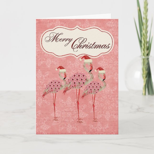 Carte de Noël Flamants roses roses (Devant)