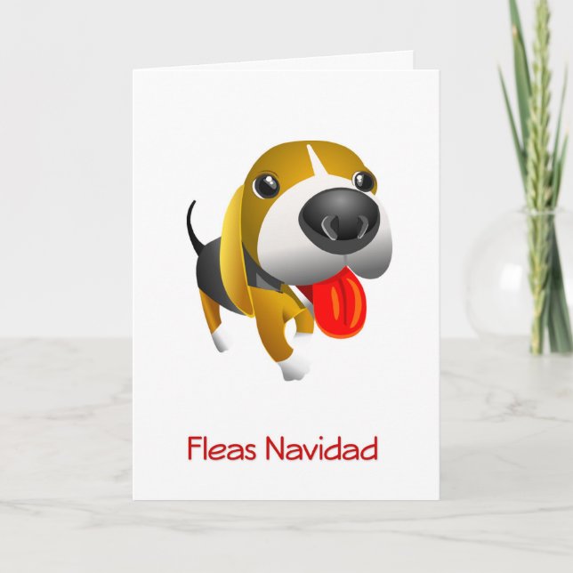 Carte de Noël Fleas Navidad Hound Chien (Devant)