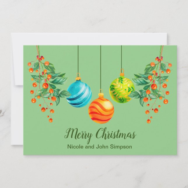 Carte de Noël Floral Et Ornement Appartement (Devant)