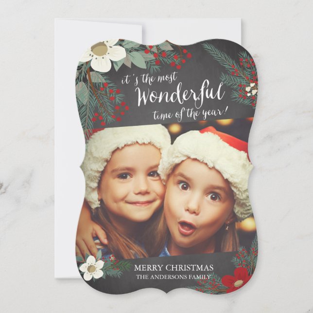 Carte de Noël Florale Merveilleuse sur Tableau Noi (Devant)