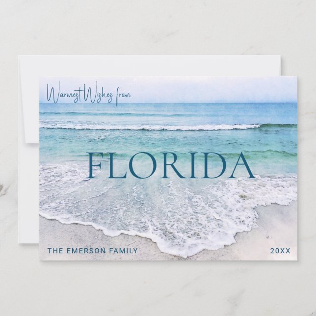 CARTE DE NOËL FLORIDE | CARTE DE FÊTE THÈME PLAGE (Devant)