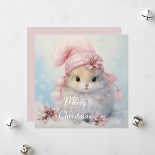 Carte de Noël Fluffy Bunny adorable