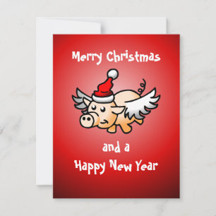 Carte de Noël Flying Pig