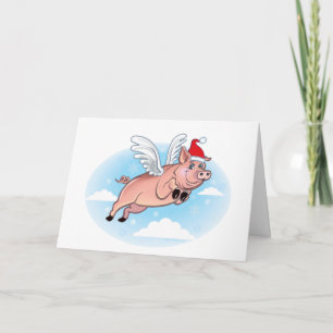 Carte de Noël Flying Pig