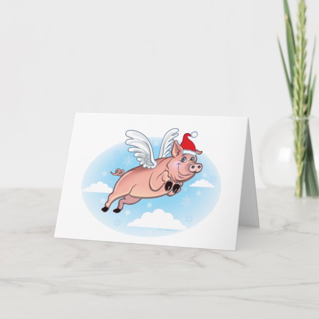 Carte de Noël Flying Pig (Devant)