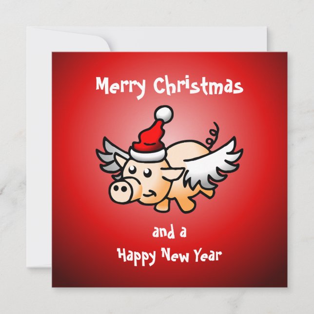 Carte de Noël Flying Pig (Devant)
