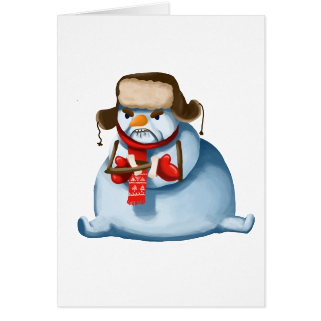 Carte de Noël folle de bonhomme de neige (Devant)