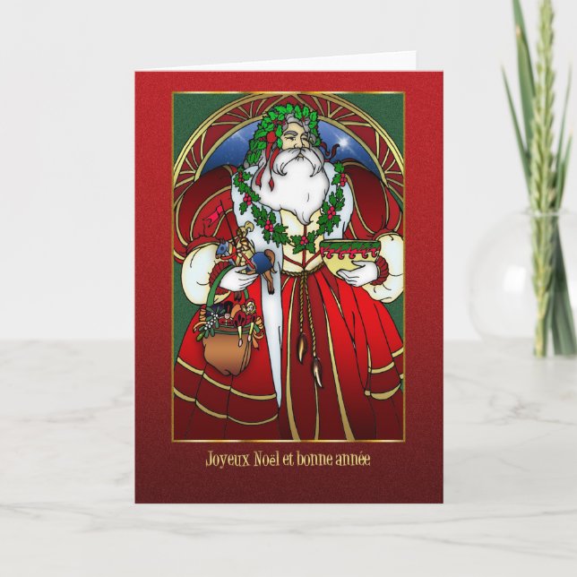 Carte de Noël française - le père noël - Joyeux (Devant)