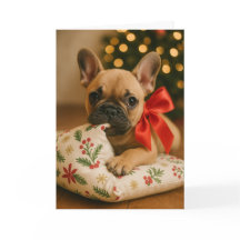 Carte de Noël Frenchie – Chien sur Coussin