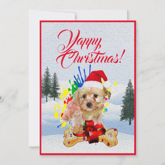 Carte de Noël Funny Morkie Dog sur mesure (Devant)