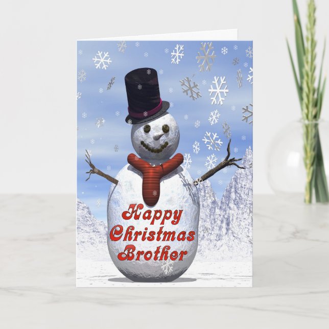 Carte de Noël gaie de bonhomme de neige pour le (Devant)