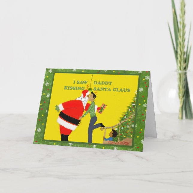 Carte de Noël gaie j'ai vu le papa embrasser le (Devant)