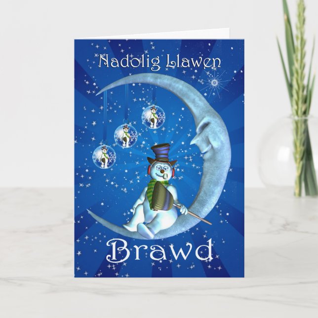 Carte de Noël galloise pour frère, Nadolig Llawen  (Devant)